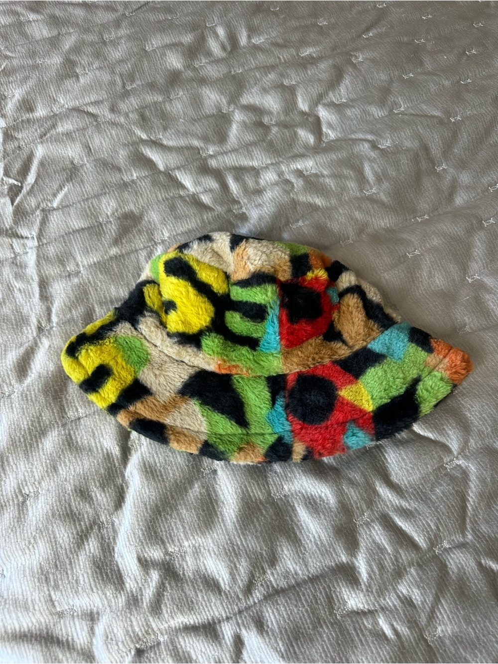 Colorful Abstract Faux Fur Bucket Hat